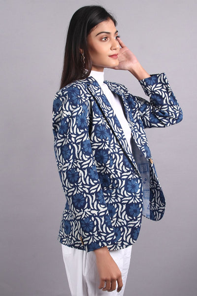 Indigo Blue Cotton Blazer