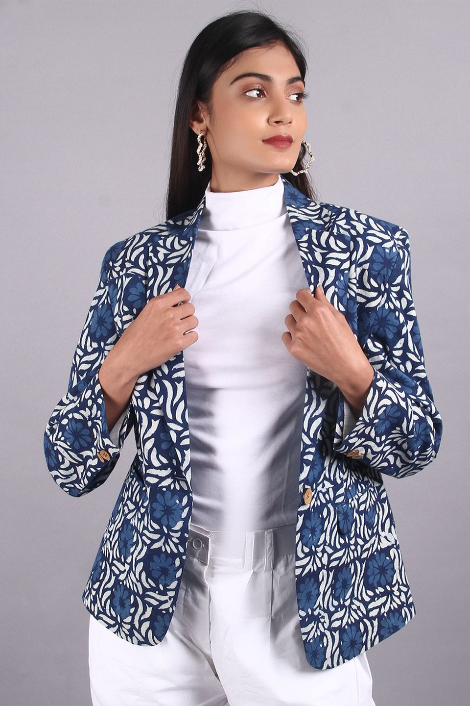 Indigo Blue Cotton Blazer