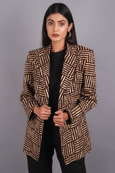 Bagru Brown Cotton Blazer