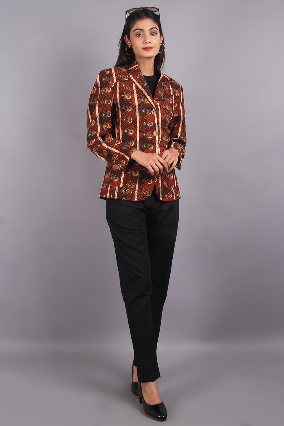 Bagru Brown Cotton Blazer