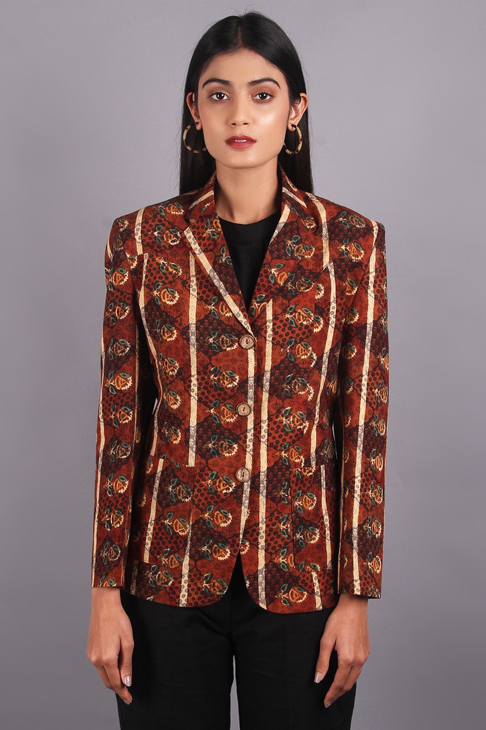 Bagru Brown Cotton Blazer