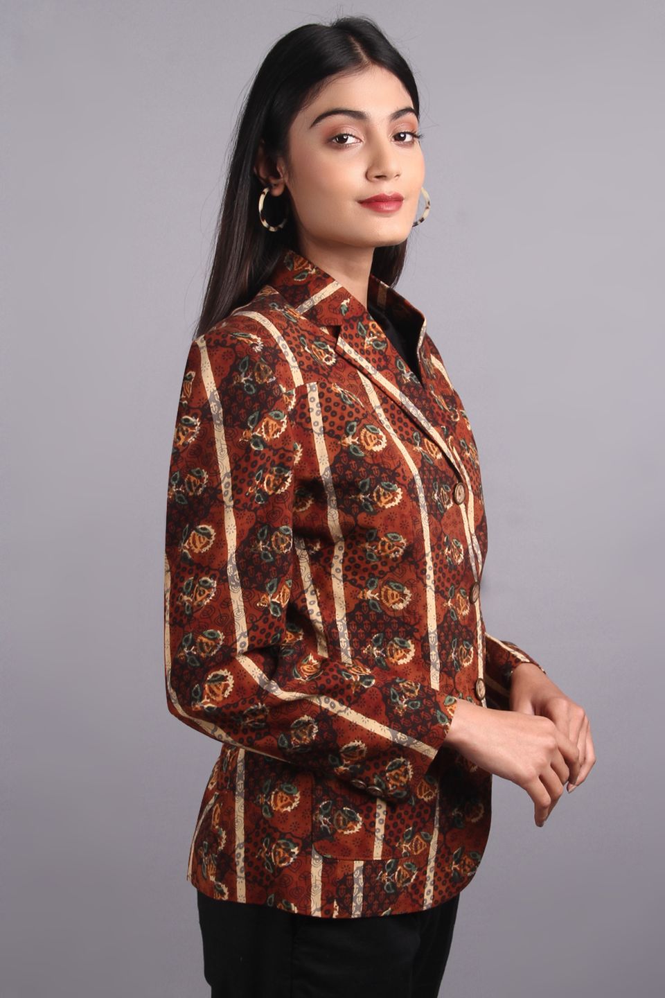 Bagru Brown Cotton Blazer