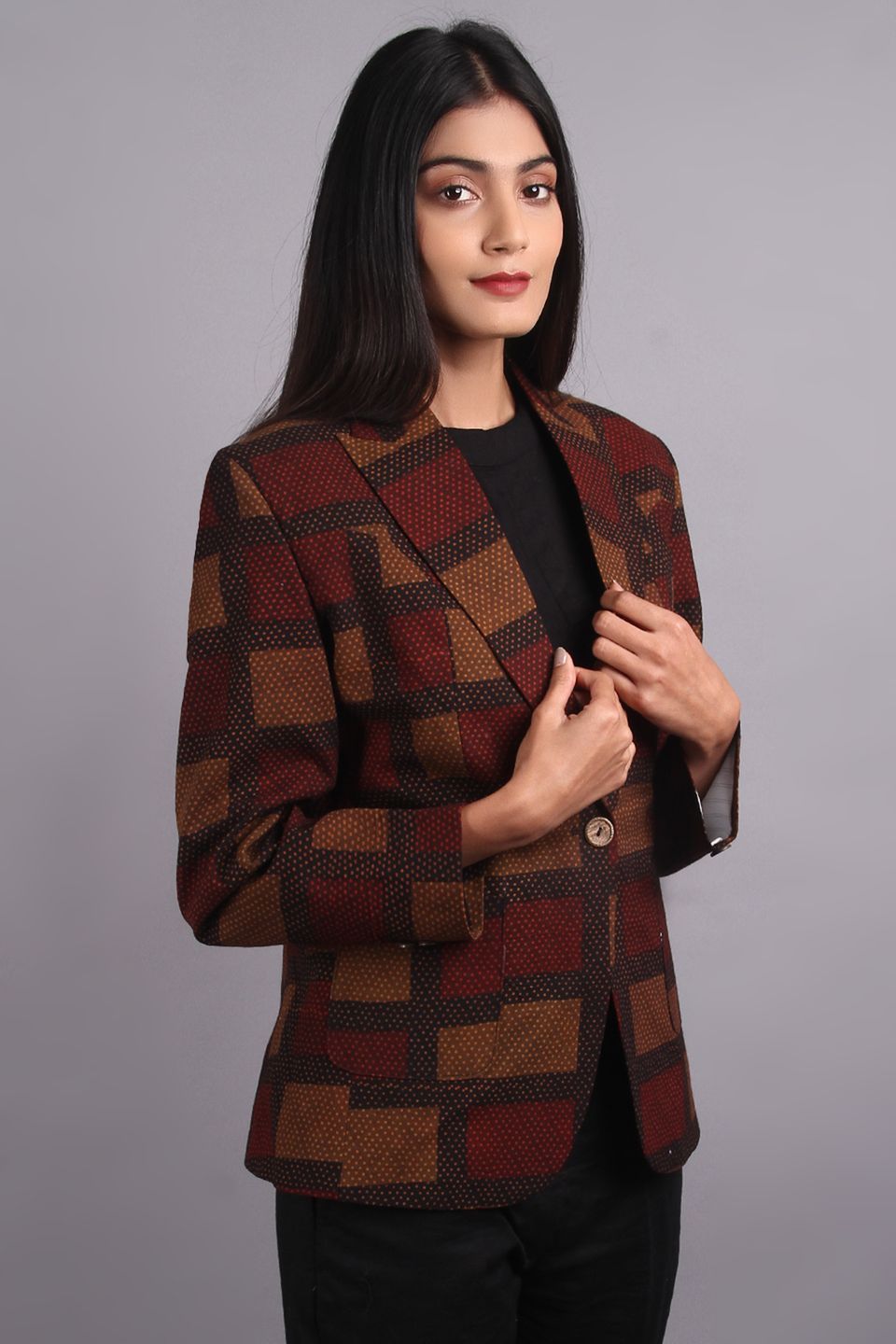 Bagru Brown Cotton Blazer