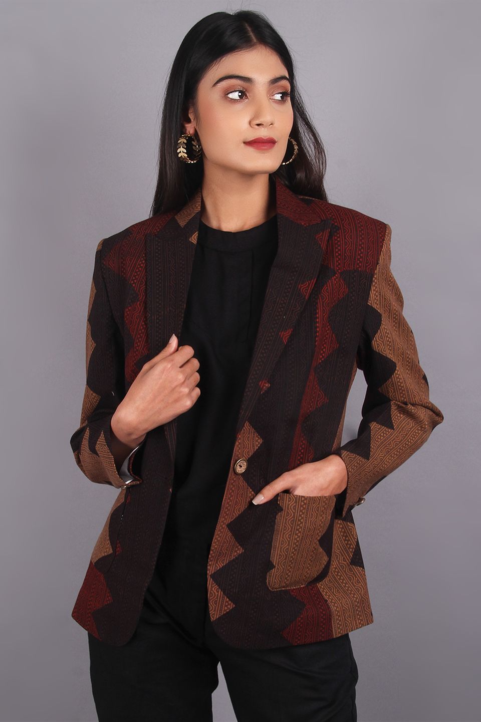 Bagru Brown Cotton Blazer