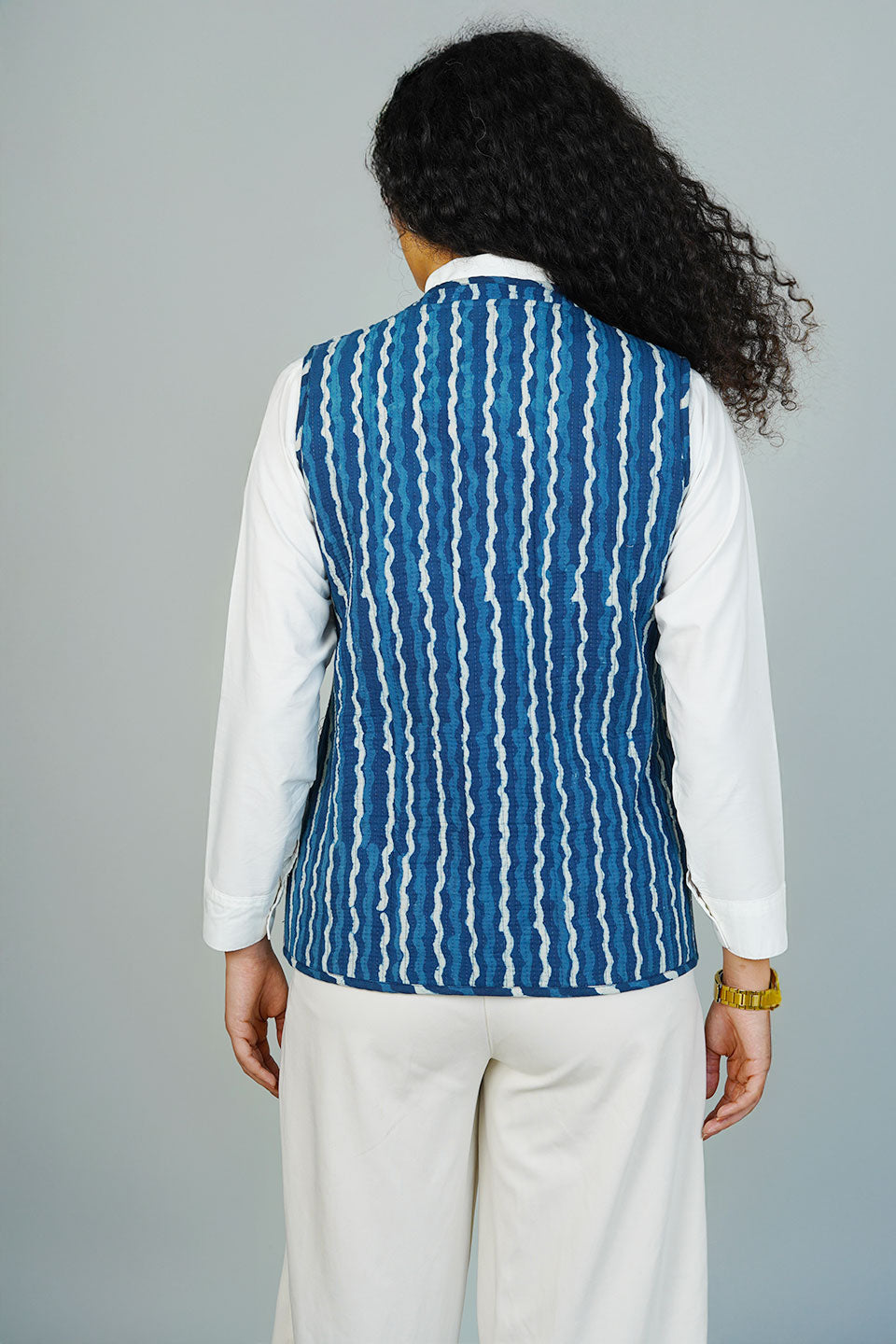Blue Indigo Sleeveless Quilted Jacket