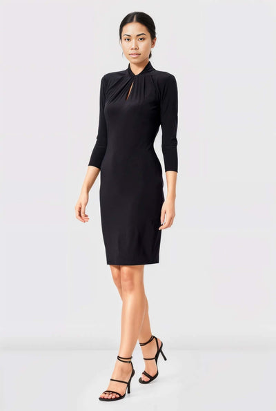 Keyhole Front Jersey Knit Sheath Dress