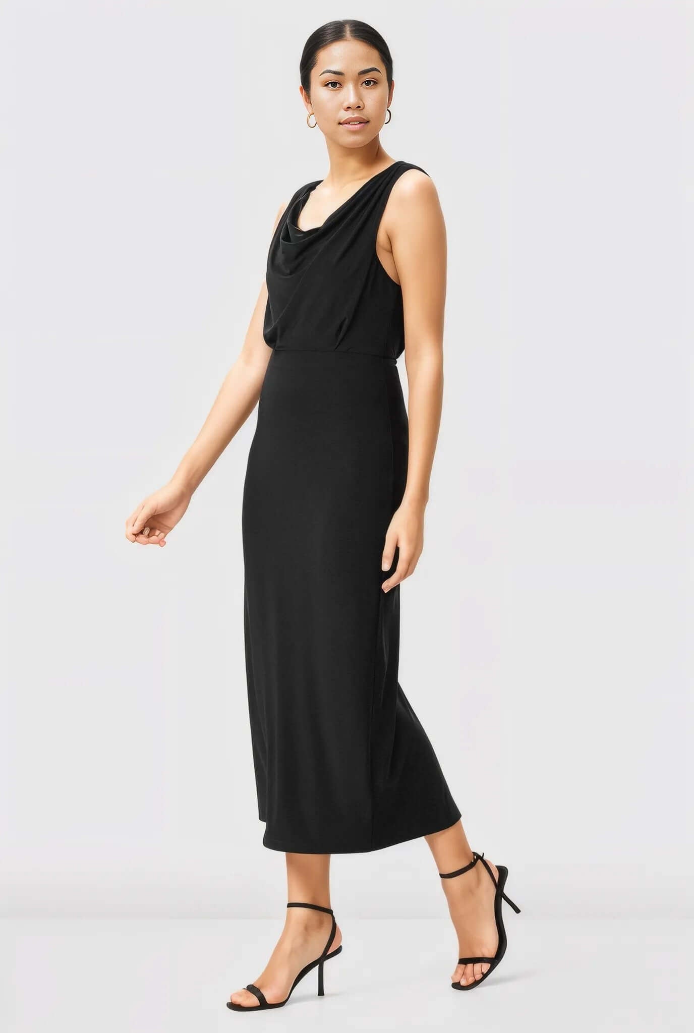 Cowl Neck Jersey Knit Sheath Dress