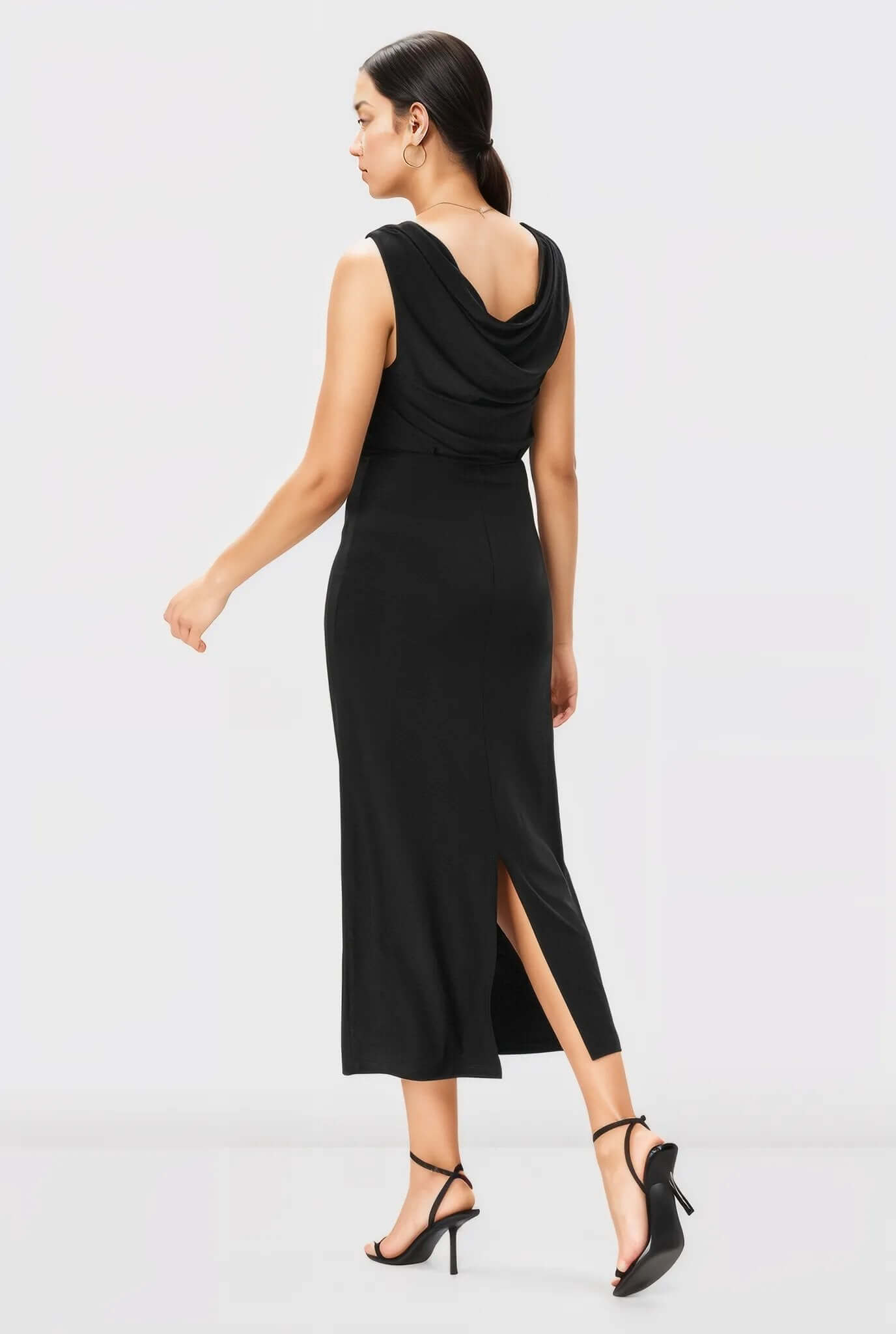 Cowl Neck Jersey Knit Sheath Dress