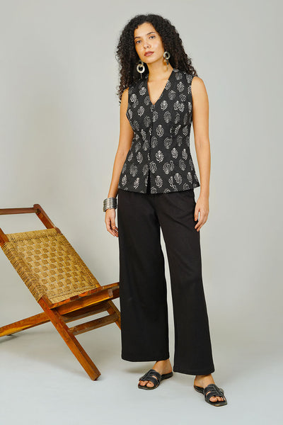 Black Indigo Cotton CORSET TOP