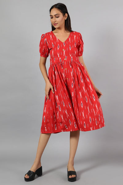 Abito rosso ikat midi