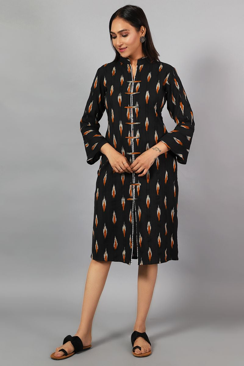 Ikat Midi Black Dress