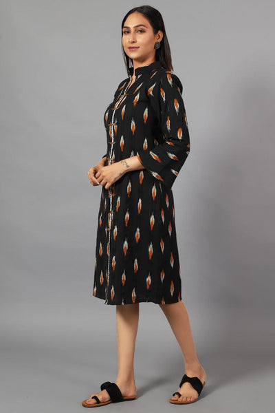 Ikat Midi Black Dress