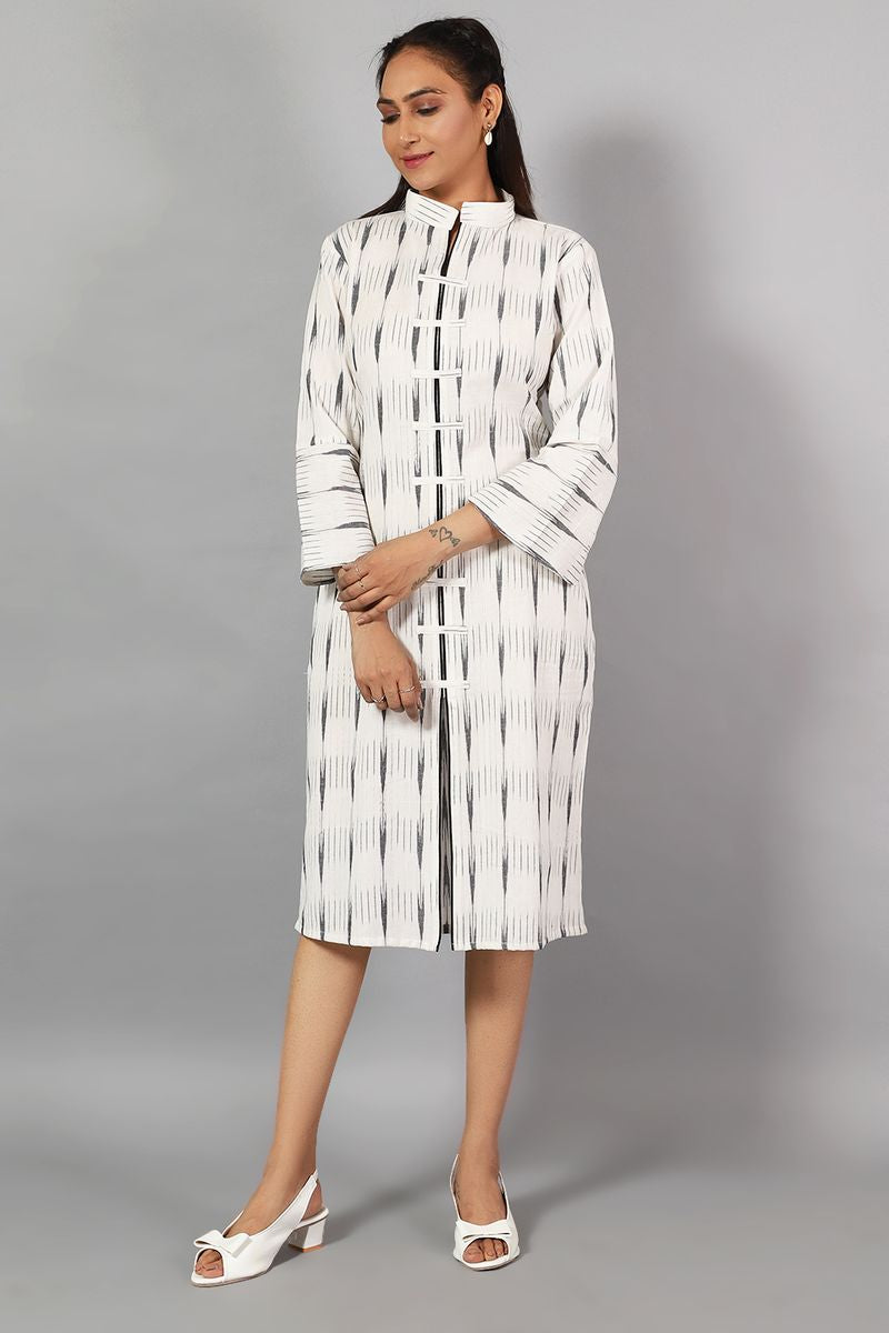 Ikat Midi White Dress