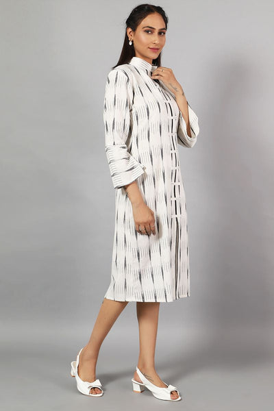 Ikat Midi White Dress