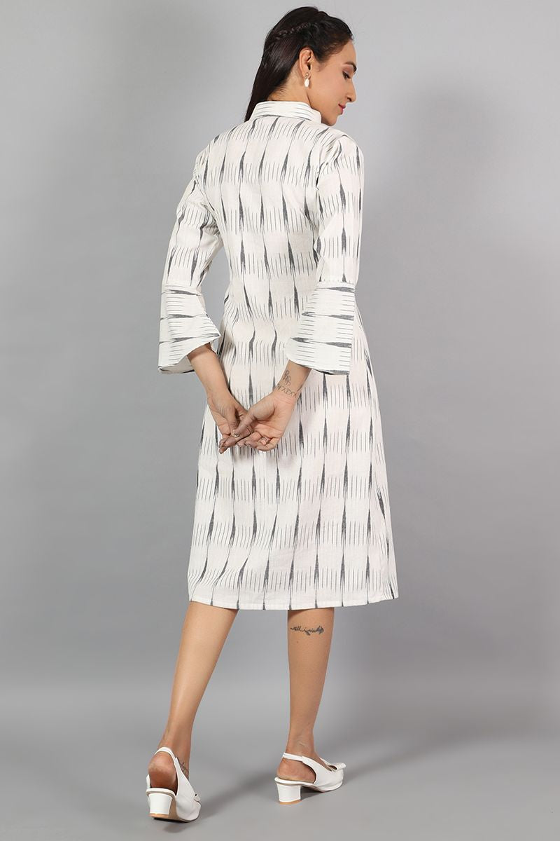 Ikat Midi White Dress