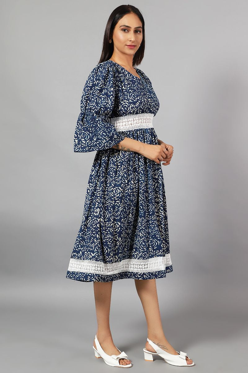 Robe midi indigo