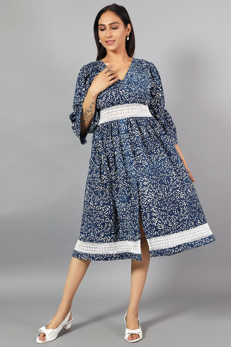 Robe midi indigo