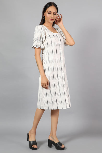 Ikat Midi White Dress