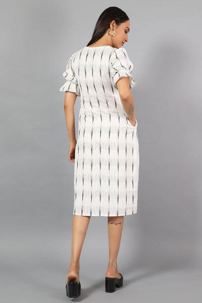 Ikat Midi White Dress