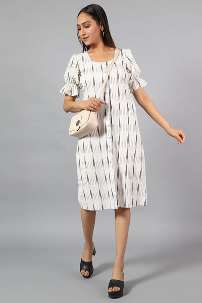 Ikat Midi White Dress