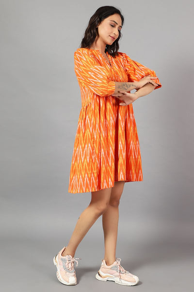 Ikat Mini Orange Dress