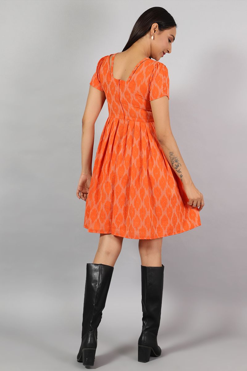 Ikat Mini Orange Dress