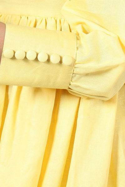 Cotton Linen Mini Yellow Dress