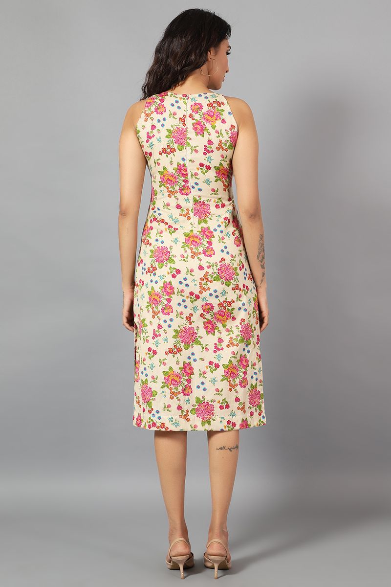 Cotton Linen Midi Multicolored Dress