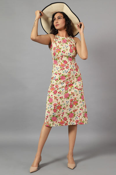 Cotton Linen Midi Multicolored Dress