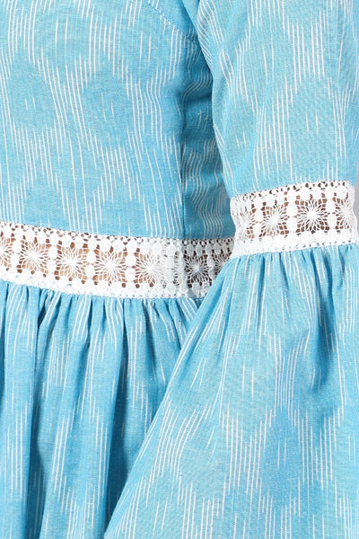 Ikat mini vestido azul