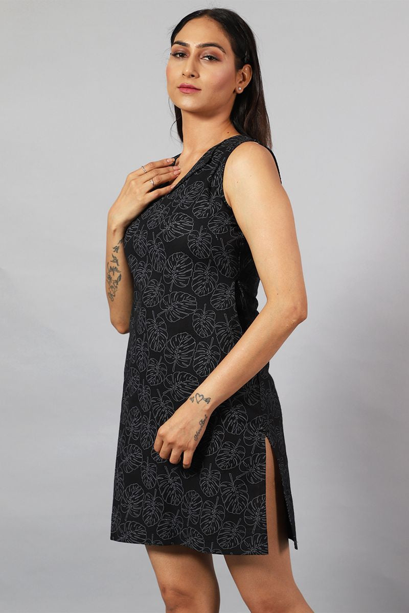 100% Cotton Mini Black Dress