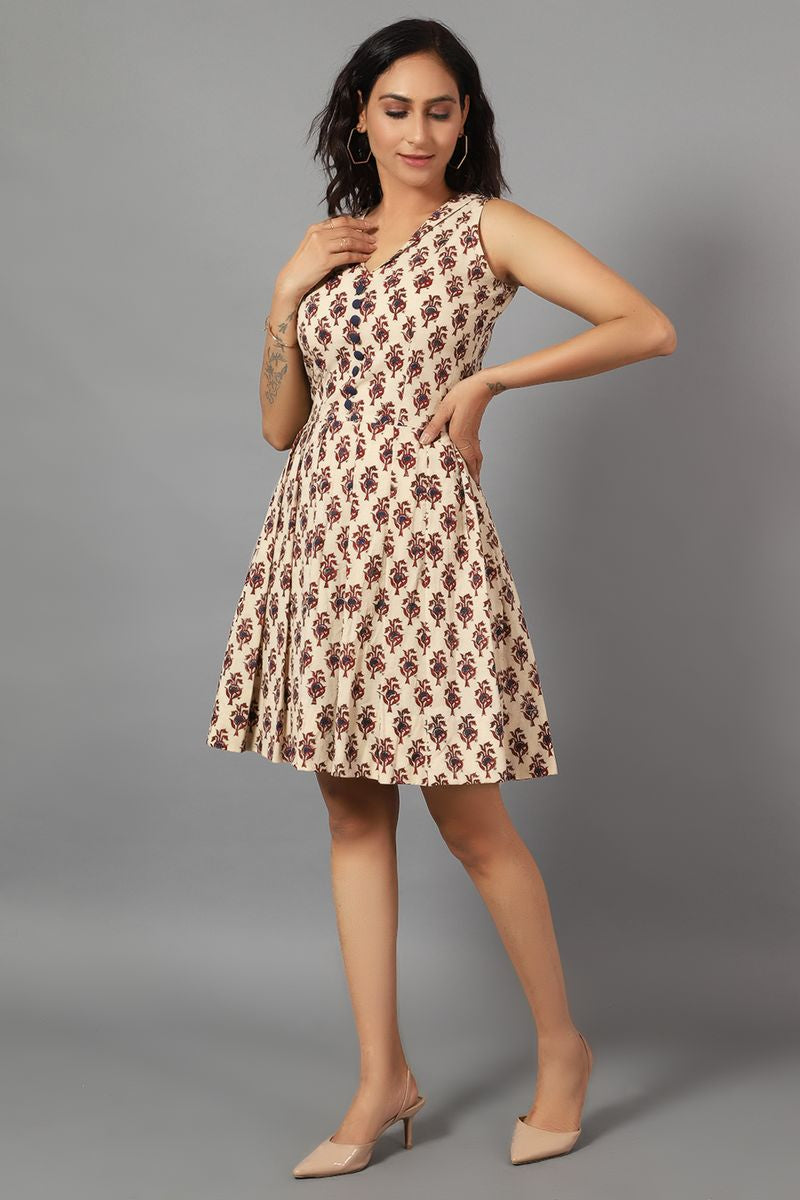 Bagru Mini Multicolored Dress