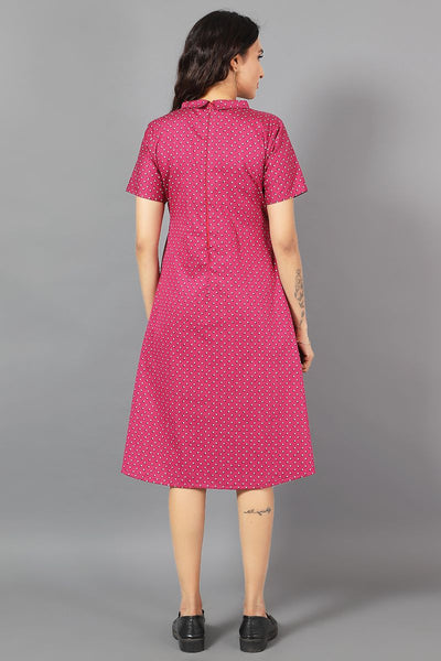 100% Cotton Midi Pink Dress