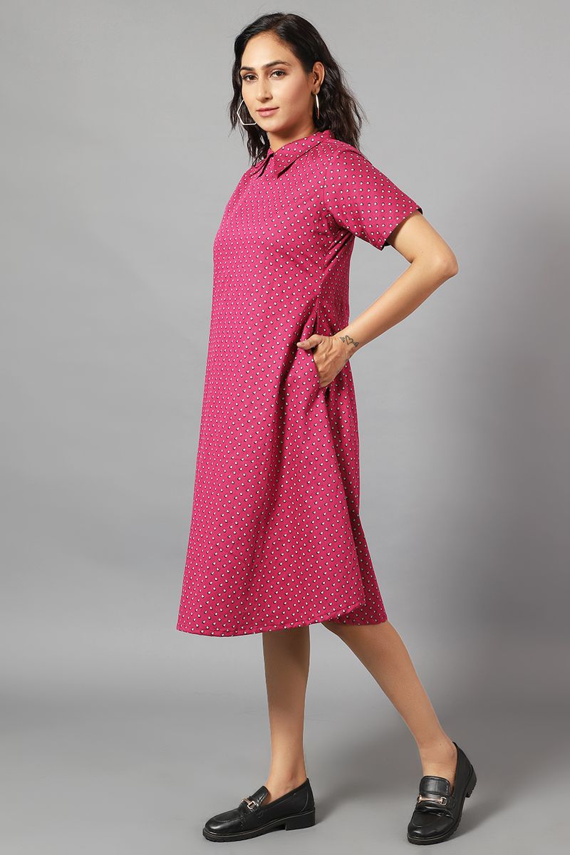 100% Cotton Midi Pink Dress