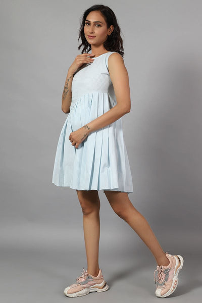 100% Cotton Mini Blue Dress