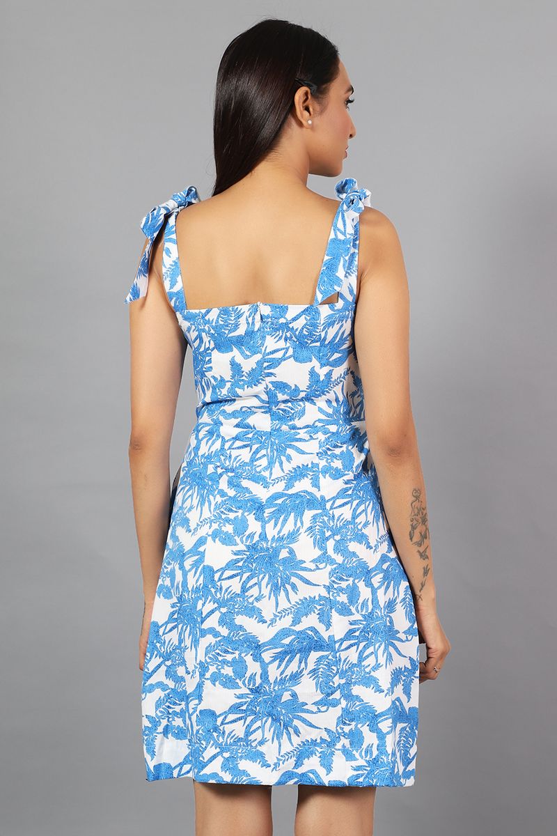 100% Cotton Mini Blue Dress