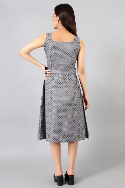 Vestido gris de algodón midi