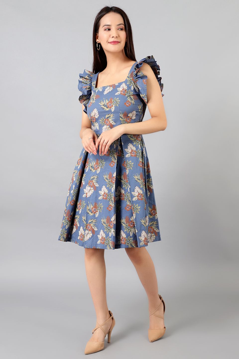 Cotton Midi Blue Kleid