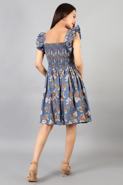 Cotton Midi Blue Dress