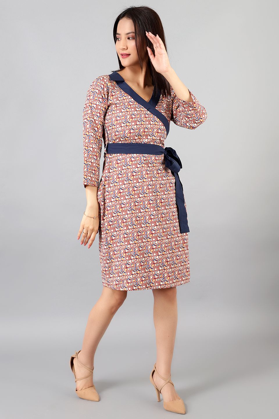 Baumwoll MIDI Multicolored Kleid