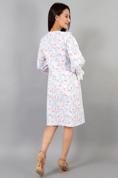 Robe mi-longue blanche en coton