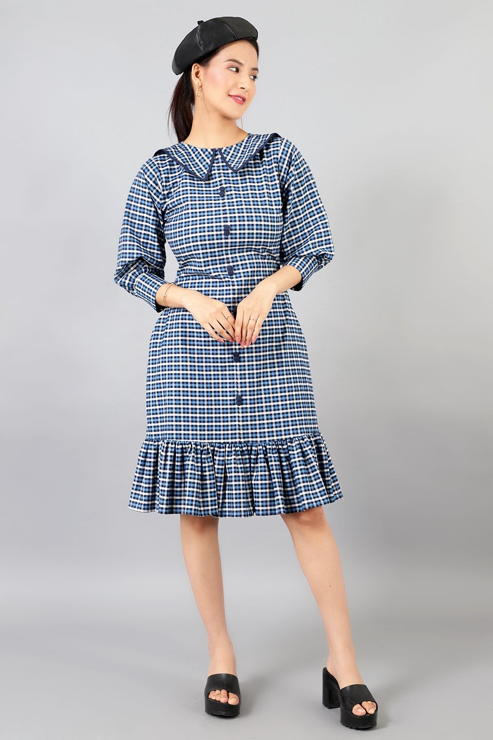 Cotton Midi Blue Dress