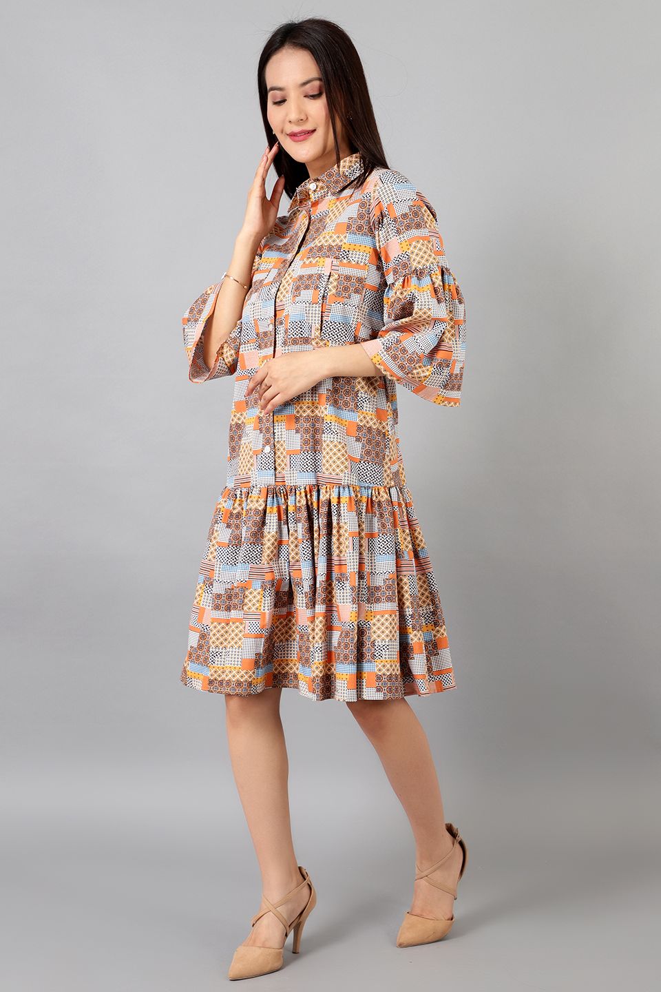 Cotton Midi Multicolored Dress