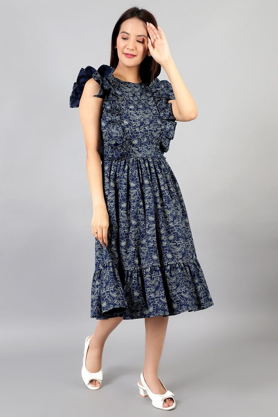 Cotton Midi Blue Kleid