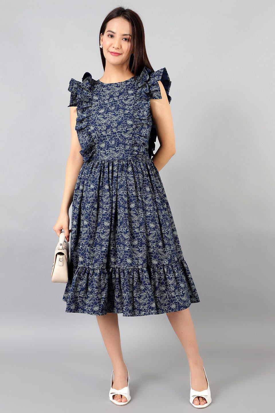 Cotton Midi Blue Kleid