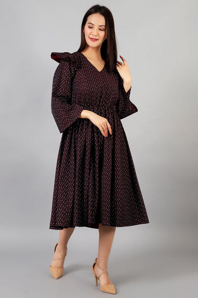 Cotton Midi Brown Dress