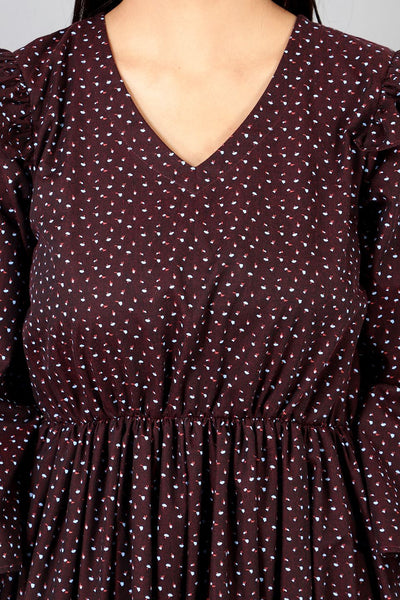 Cotton Midi Brown Dress