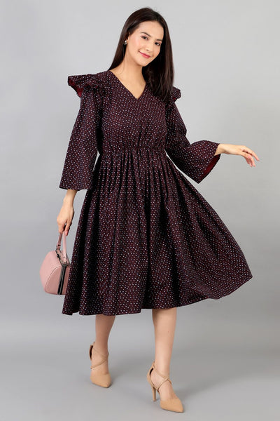 Cotton Midi Brown Dress