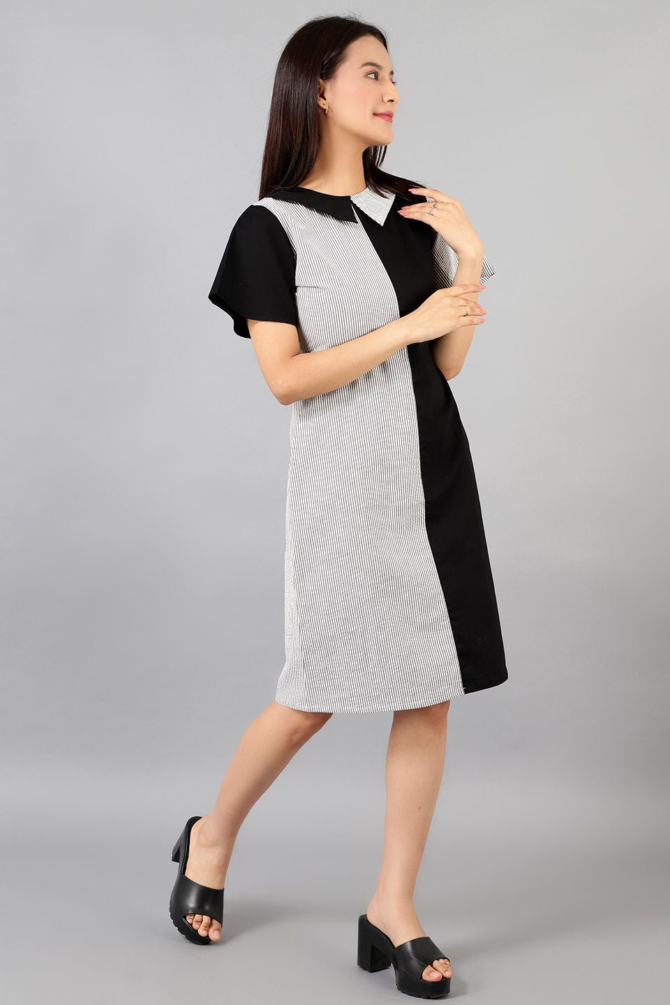 Cotton Midi schwarzes Kleid