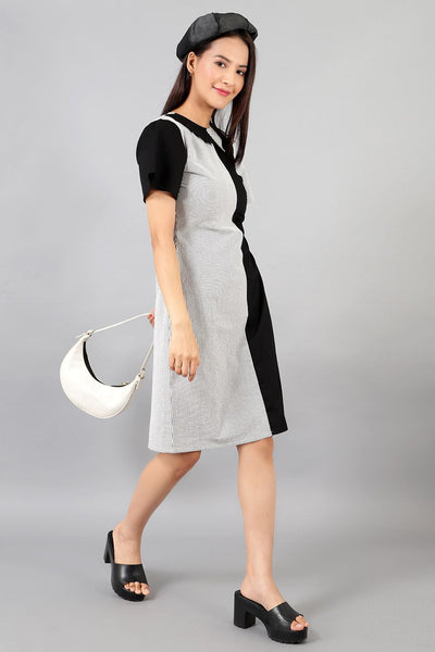 Robe mi-longue noire en coton